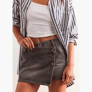 Free People We The Free Wynne Denim Skirt Archive Gray size 32